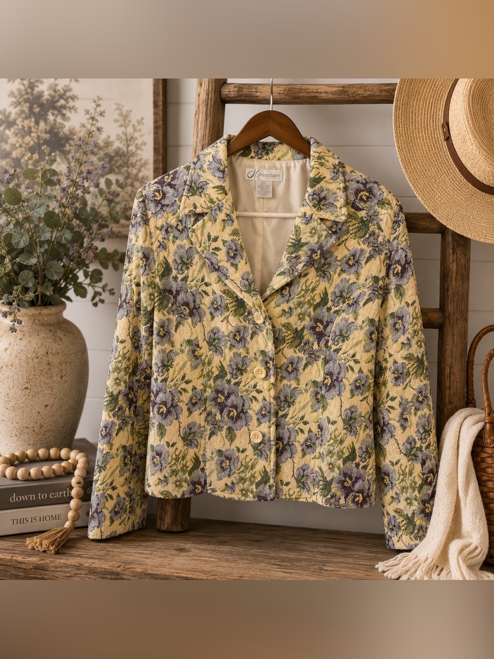 Vintage Dress Barn Floral Tapestry Blazer Jacket 12 Petite